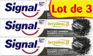 Unilever, Signal, Integral 8 Signal Integral 8 Dentifrice Nature Elements Charbon Blancheur & Detox Lot 3 x 75ml