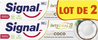 Unilever, Signal, Integral 8 Signal Integral 8 Dentifrice Nature Elements Coco Blancheur 2x75ml