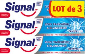 Unilever, Signal Signal Dentifrice Soin Fraîcheur & Blancheur Crystal Gel 3x75ml