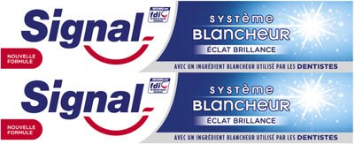 Unilever, Signal Signal Dentifrice Système Blancheur Éclat Brillance 2x75ml