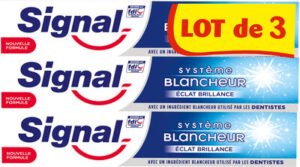 Unilever, Signal Signal Dentifrice Système Blancheur Éclat Brillance 3x75ml