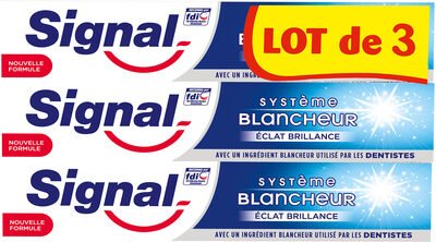 Unilever, Signal Signal Dentifrice Système Blancheur Éclat Brillance 3x75ml