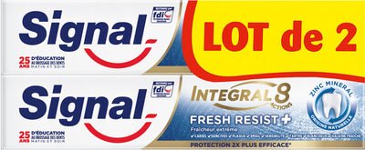 Unilever, Signal Signal Intégral 8 Dentifrice Fresh Resist Plus Tube Lot de 2x 75ml