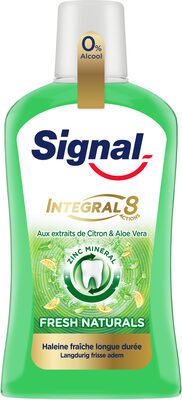 Unilever, Signal Signal Integral 8 Bain de Bouche Antibactérien Fraîcheur Naturelle aux Extraits de Citron & d’Aloe Vera Flacon 500ml