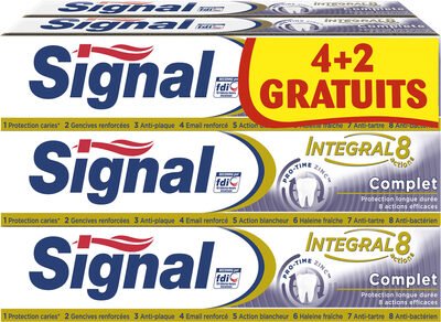 Unilever, Signal Signal Integral 8 Dentifrice Complet Tube Lot 4+2 Offerts x 75ml