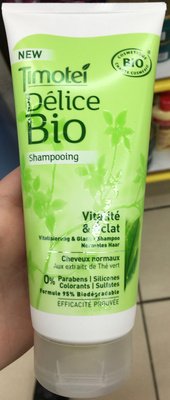 Unilever, Timotei Délice Bio Shampooing Vitalité & Eclat aux extraits de thé vert