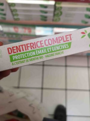 Auchan, Auchan Bio Auchan bio – dentifrice complet – à l’extrait de menthe bio protection émail et gencives – 75 ml e