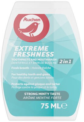 Auchan Auchan – dentifrice et bain de bouche – 2 en 1 fraicheur extrême – 75ml
