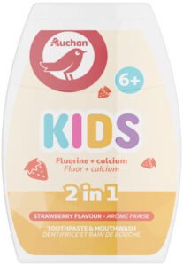 Auchan,Kids Auchan – dentifrice et bain de bouche enfant – 2en1 – enfants 6 + – 75ml