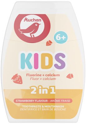 Auchan,Kids Auchan – dentifrice et bain de bouche enfant – 2en1 – enfants 6 + – 75ml