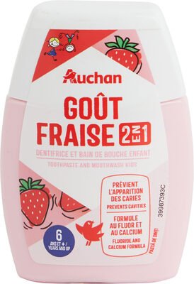 Auchan, Kids DENTIFRICE ET BAIN DE BOUCHE 2 en 1 ENFANT