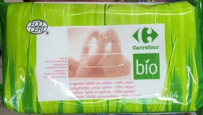 Carrefour Lingettes bébé sans parfum 100% coton