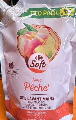 Carrefour Soft, Carrefour Gel lavant mains avec pêche