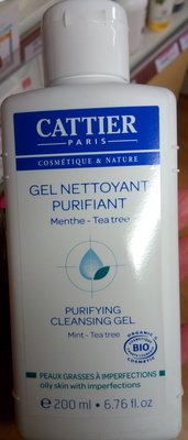 Cattier Gel nettoyant purifiant Menthe Tea tree