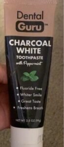 Charcoal white toothpaste with peppermint