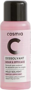 Cosmia Doux et efficace. Formulé sans acétone. Ne dessèche pas les ongles.