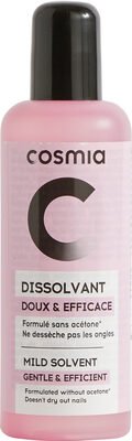Cosmia Doux et efficace. Formulé sans acétone. Ne dessèche pas les ongles.