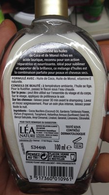 Floressance, Léa Nature Huiles Coco et monoï 100% naturelle