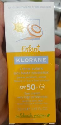 Klorane Crème solaire Enfant SPF 50+ Peaux sensibles & Visage