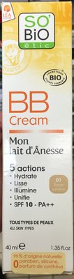 Léa Nature, So’ Bio étic BB Cream Mon lait d’Ânesse SPF 10 – 01 beige lumière