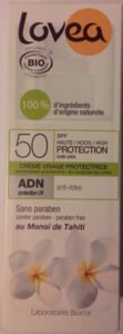 Laboratoires Biocos, Lovea Crème visage protectrice SPF 50 anti-rides au Monoï de Tahiti
