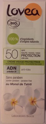 Laboratoires Biocos, Lovea Crème visage protectrice SPF 50 anti-rides au Monoï de Tahiti