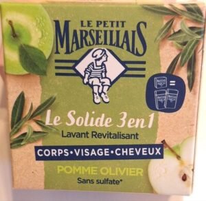 Le Petit Marseillais Le solide Lavant Revitalisant 3en1 Corps, Cheveux, Cheveux pomme-olivier