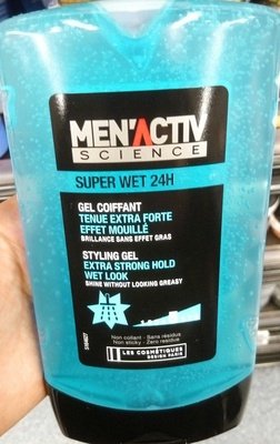 Les Cosmétiques Design Paris, Men’Activ Science Gel coiffant tenue extra forte effet mouillé