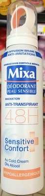 Mixa Déodorant peau sensible innovation anti-transpirant 48H Sensitive Confort Hypoallergénique