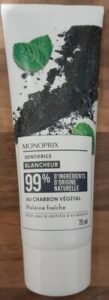 monoprix Dentifrice blancheur au charbon végétal