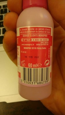 Monoprix Dissolvant express sans acétone extrait d’avocat
