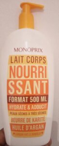 monoprix huile d’argan (lait corps)