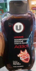 U Homme shampooing douche corps et cheveux addict parfum santal et musc blanc