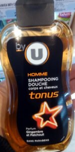 U Homme shampooing douche corps et cheveux tonus parfum gingembre et patchouli