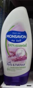 Unilever, Monsavon 100% essentiel Douche crème hydratante Lait, Perle & Patchouli